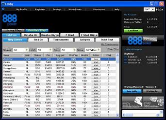 888Poker Lobby